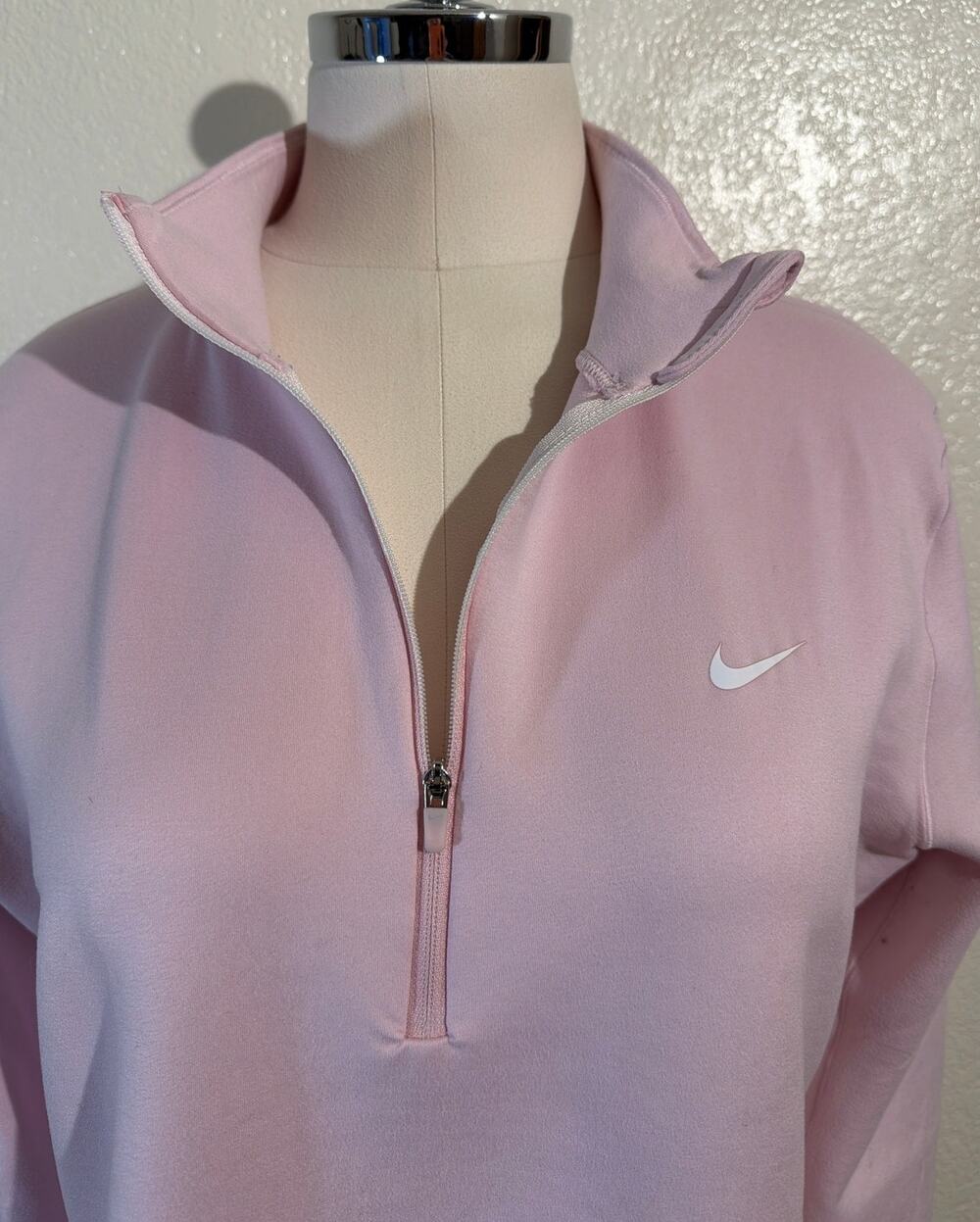 Nike Pro Dri Fit Women Long Sleeve Ski Quarter Zip Fleece Pullover Pink Large